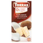 Ciocolata alba cu cocos fara zahar adaugat Torras 75g