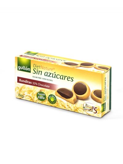 Biscuiți Gullon Ronditas cu ciocolată neagră cu îndulcitori 186g